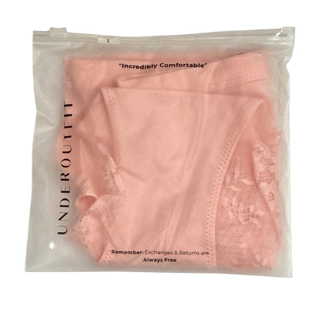 NIP Underoutfit Crystal Rose Lace Briefs Size Large Pink Underwear